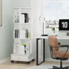 Bücherregal drehbares Regal mit rädern 3 Ebenen Weiß Produktbild-Vorschau 6