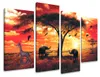 Obraz na plátne Afrika Savána 4-dielny 130x80 cm Náhľad obrázku produktu 1
