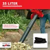 A person is using a leaf blower in an outdoor setting with foliage and rocks. Produktbild-Vorschau