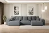 A modern living room with a large U-shaped sofa, two pieces of wall art, and pendant lights. Produktbild-Vorschau