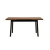 A dining table with a brown top and black legs, shown from the front against a white background. Anteprima dell’immagine prodotto