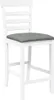 A white bar stool with a gray cushion against a white background. Náhled obrázku produktu