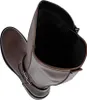 A top-down view of a brown leather boot. Voir les images du produit