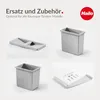 A collage of images showing different parts and accessories for a Hailo waste bin system. Produktbild-Vorschau