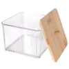 Transparentní organizér do koupelny s bambusovým víkem Náhled obrázku produktu 5