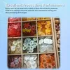 A grid of compartments filled with various colorful craft materials, possibly for resin art. Voir les images du produit