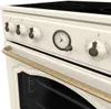 A close-up view of the control panel and oven door of a cream-colored stand-alone oven. Voir les images du produit