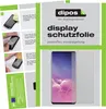 Instructions for applying a screen protector to a smartphone, alongside marketing material for the product. Produktbild-Vorschau