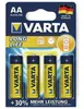 A blister pack of four Varta AA alkaline batteries. Anteprima dell’immagine prodotto