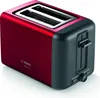 A studio shot of a red and black Bosch toaster on a white background. Voir les images du produit