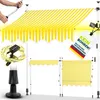 tillvex Klemmmarkise 250 cm Gelb/Weiß mit Solar LED mit Produktbild-Vorschau 1