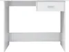 A close-up of a white desk with a single drawer on the right side. Podgląd zdjęcia produktu