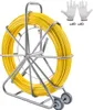A yellow duct rodder on a silver reel with wheels, along with a pair of white gloves and two metal connectors. Náhled obrázku produktu