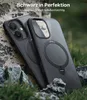 Two black iPhone cases are shown leaning against rocks, with grass in the foreground and background. Anteprima dell’immagine prodotto