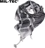 A black and white patterned scarf is displayed against a white background. Náhled obrázku produktu