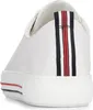 The back view of a white sneaker with red, white, and blue stripes on the heel. Produktbild-Vorschau