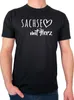 Huuraa Herren T-Shirt Sachse mit Herz M Black Bio Baumwolle Produktbild-Vorschau 1