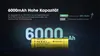 Marketing image showcasing a 6000mAh battery with text highlighting its capacity and benefits. Anteprima dell’immagine prodotto