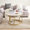 H.J WeDoo Couchtisch 2er Set mit Metallgestell Rund Produktbild-Vorschau 5