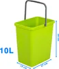 A green plastic bucket with a gray handle is shown against a white background. Dimensions and capacity are indicated by text and measurement lines. Náhled obrázku produktu