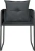 A close-up front view of a dark gray outdoor chair with a cushion. Produktbild-Vorschau