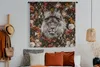 MuchoWow® Wandteppich Wandbehang Blumen - Löwe - Porträt Produktbild-Vorschau 3