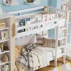 A bunk bed with bedding and pillows, next to a bookshelf. Anteprima dell’immagine prodotto