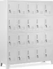 A white metal locker unit with 20 individual compartments, each with a small lock and ventilation slits. The locker is presented from a frontal, slightly angled view. Anteprima dell’immagine prodotto