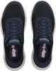 A top-down view of a pair of navy blue Skechers sneakers. Produktbild-Vorschau