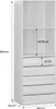 A tall, narrow cabinet with shelves and drawers, shown with dimensions indicated by measurement lines and text. Produktbild-Vorschau