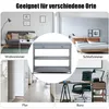 A collage showing a console table in different room settings: living room, bedroom, hallway, and office. Produktbild-Vorschau