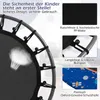 A collage of images showcasing different features of a trampoline, with text descriptions in German. Náhled obrázku produktu