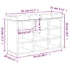 A line drawing of a shoe bench with dimensions indicated by measurement lines and text. Anteprima dell’immagine prodotto