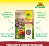 A product package for Neudorff UrgesteinsMehl is shown with descriptive text and images of plants and fruits. Produktbild-Vorschau