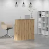 A reception desk with a chair and a bookshelf in an office setting. Anteprima dell’immagine prodotto