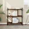 vidaXL Regál na knihy 3 police Smoked Oak 76x32x88 cm Náhled obrázku produktu 2