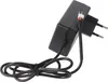 A black power adapter with a European plug and a cable with a small connector. Produktbild-Vorschau
