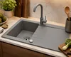 Granitspüle 76x44 cm mit Armatur Grau – Küchenspüle aus Produktbild-Vorschau 3