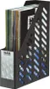 A black plastic magazine holder filled with various magazines and folders. Anteprima dell’immagine prodotto