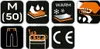 A collage of icons representing product features and certifications. Anteprima dell’immagine prodotto