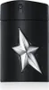 A black perfume bottle with a silver star emblem. Produktbild-Vorschau