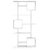 A white, modern, multi-level bookshelf against a white background. Náhľad obrázku produktu