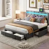 A bedroom scene featuring a modern upholstered bed with storage drawers and LED lighting. Náhľad obrázku produktu