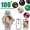 Collage of smartwatch images, watch faces, and phone app screens. Náhled obrázku produktu