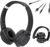 A product shot of black wireless on-ear headphones with accessories. Náhled obrázku produktu