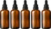 5x Glasflasche Braun 100 ml mit schwarzer Glaspipette – Produktbild-Vorschau 2