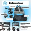 An infographic showing the contents of a delivery and assembly instructions for a wagon. Produktbild-Vorschau
