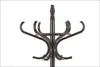 A close-up shot of a dark brown wooden coat rack with multiple hooks. Podgląd zdjęcia produktu