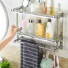 Dwuwarstwowa półka prysznicowa z 2 wieszakami na ręczniki 4 Podgląd zdjęcia produktu 6