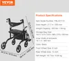 VEVOR Déambulateur et fauteuil de transport 2 en 1 Voir les images du produit 7